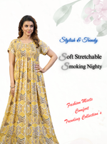 New Arrivals ALPINE Smokey Nighty | Beautiful Pleated Design | Side Pocket | Stylish Nighty for Trendy Women's | Your Perfect Nightwear Collection's (ALS)