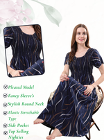 New Arrivals ALPINE Smokey Nighty | Beautiful Pleated Design | Side Pocket | Stylish Nighty for Trendy Women's | Your Perfect Nightwear Collection's (ALS)