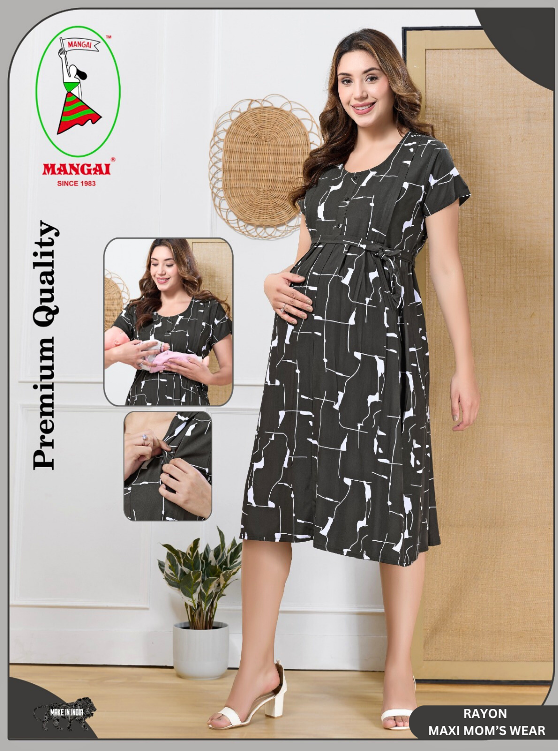 New Arrivals 4-IN-ONE MAXI Mom's Feeding & Casual Wear | Stylish Maxi Style | Invisible Feeding Zipper | Perfect Pre & Post Pregnancy Wear   (MAXI 4-IN-ONE)