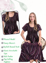 New Arrivals ALPINE Smokey Nighty | Beautiful Pleated Design | Side Pocket | Stylish Nighty for Trendy Women's | Your Perfect Nightwear Collection's (ALS)