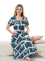 New Arrivals MANGAI Alpine Embroidery Model Nighties | Full Length | Stylish Printed Model Nighties | Side Pocket | Half Sleeve | Perfect Nightwear Collection's for Trendy Women's (LDM)