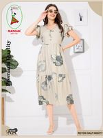 Rayon MAXI FROCK Model Nighties | Fancy Petal Sleeve | Fancy Neck & Side Pocket | Pleated Frock MAXI Style | Trendy Collection's for Stylish Women & Teenage Girl (FSF)