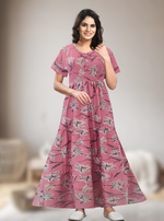 Fresh Arrivals MANGAI Alpine FULL FROCK Model Nighties | Beautiful Stylish Frock Style | Stylish Fancy Sleeves | Side Pocket | Perfect Nightwear Trendy Women's (FRK)