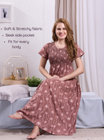 New Smocking Nighty | Stretchable Elastic Type | Beautiful Pleated Model | Side Pocket | Stylish Nighty for Stylish Women's (OM-RAH)
