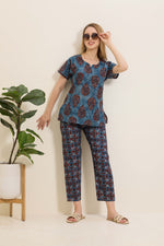 Summer Arrivals Cotton Night Suits Top & Bottom Set | Half Sleeve | Fancy Neck with Side Pocket | Soft Cotton Nightdress for Trendy Women and Teenage Girl's (TPS-H)