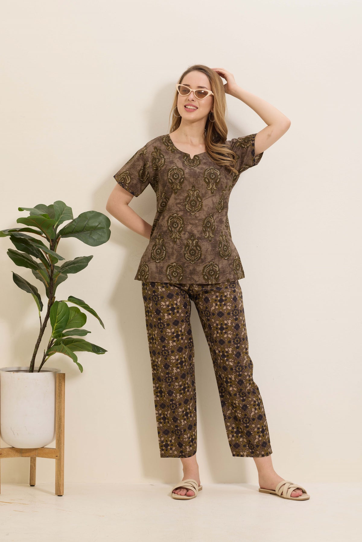 Summer Arrivals Cotton Night Suits Top & Bottom Set | Half Sleeve | Fancy Neck with Side Pocket | Soft Cotton Nightdress for Trendy Women and Teenage Girl's (TPS-H)