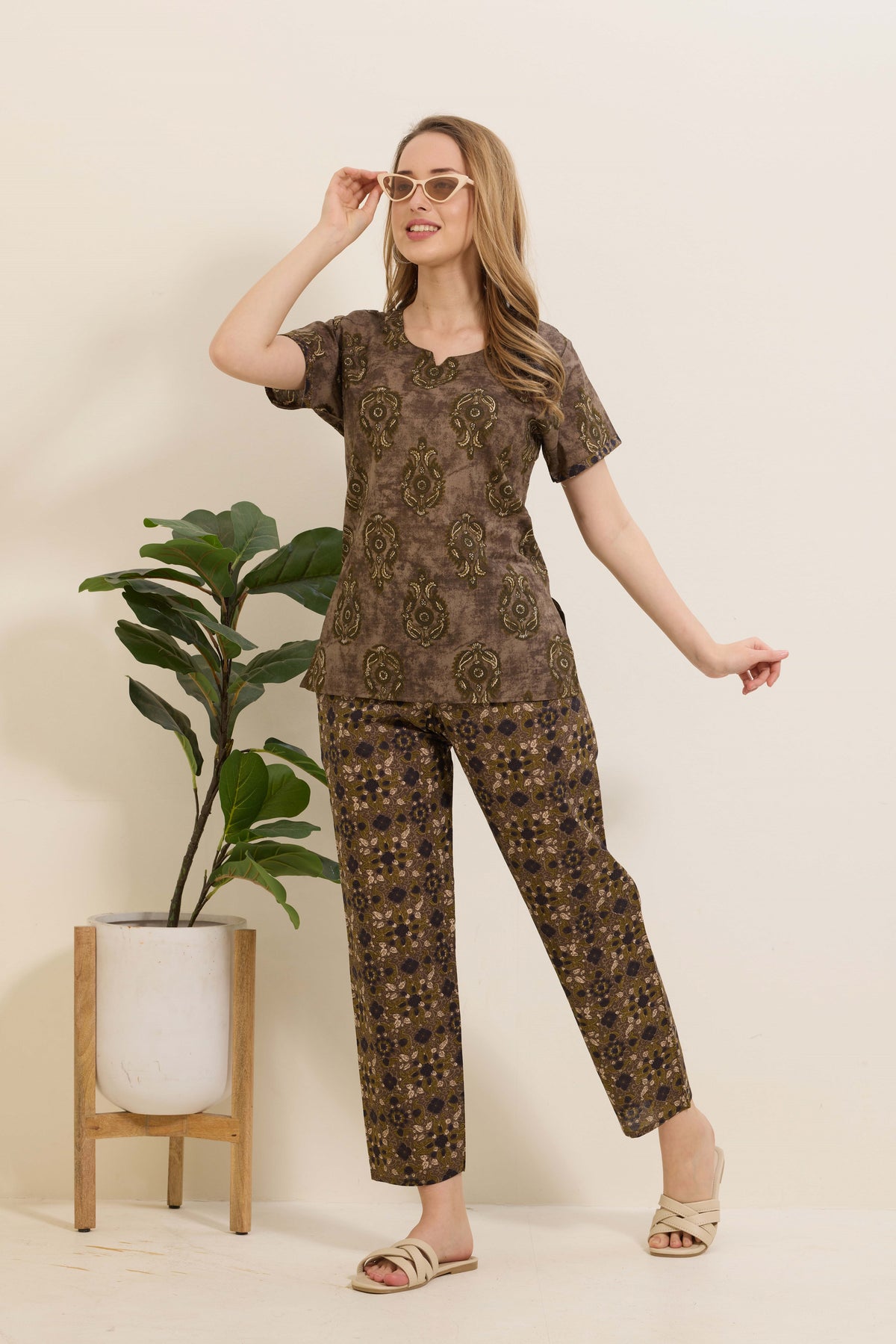 Summer Arrivals Cotton Night Suits Top & Bottom Set | Half Sleeve | Fancy Neck with Side Pocket | Soft Cotton Nightdress for Trendy Women and Teenage Girl's (TPS-H)