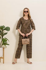 MANGAI Premium Cotton Printed Night Suits | Stylish Print's All Over | Top & Bottom Set | 3/4 Sleeve | Trendy Night Suits for Stylish Women's (TPS-3/4)