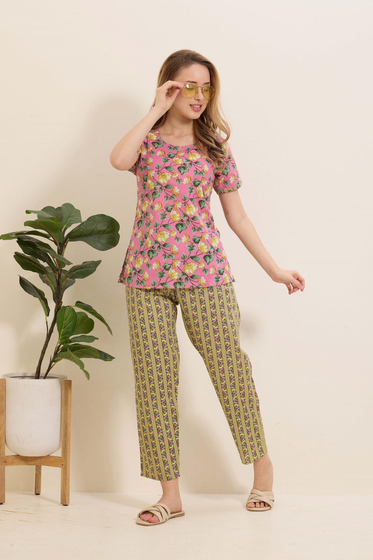 Summer Arrivals Cotton Night Suits Top & Bottom Set | Half Sleeve | Fancy Neck with Side Pocket | Soft Cotton Nightdress for Trendy Women and Teenage Girl's (TPS-H)