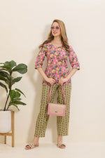 MANGAI Premium Cotton Printed Night Suits | Stylish Print's All Over | Top & Bottom Set | 3/4 Sleeve | Trendy Night Suits for Stylish Women's (TPS-3/4)