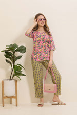 MANGAI Premium Cotton Printed Night Suits | Stylish Print's All Over | Top & Bottom Set | 3/4 Sleeve | Trendy Night Suits for Stylish Women's (TPS-3/4)