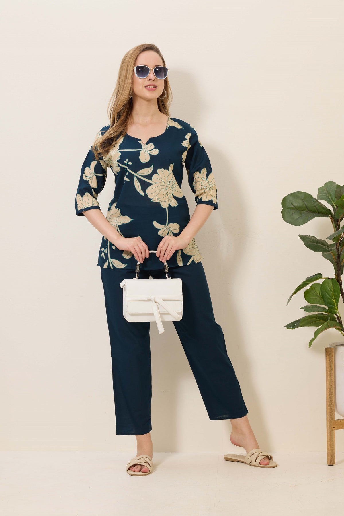 MANGAI Premium Cotton Printed Night Suits | Stylish Print's All Over | Top & Bottom Set | 3/4 Sleeve | Trendy Night Suits for Stylish Women's (TPS-3/4)