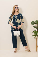 MANGAI Premium Cotton Printed Night Suits | Stylish Print's All Over | Top & Bottom Set | 3/4 Sleeve | Trendy Night Suits for Stylish Women's (TPS-3/4)