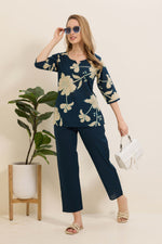 MANGAI Premium Cotton Printed Night Suits | Stylish Print's All Over | Top & Bottom Set | 3/4 Sleeve | Trendy Night Suits for Stylish Women's (TPS-3/4)