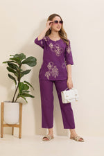 MANGAI Premium Cotton Printed Night Suits | Stylish Print's All Over | Top & Bottom Set | 3/4 Sleeve | Trendy Night Suits for Stylish Women's (TPS-3/4)