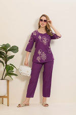 MANGAI Premium Cotton Printed Night Suits | Stylish Print's All Over | Top & Bottom Set | 3/4 Sleeve | Trendy Night Suits for Stylish Women's (TPS-3/4)