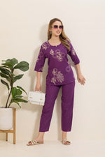 MANGAI Premium Cotton Printed Night Suits | Stylish Print's All Over | Top & Bottom Set | 3/4 Sleeve | Trendy Night Suits for Stylish Women's (TPS-3/4)