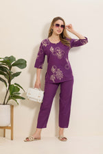 MANGAI Premium Cotton Printed Night Suits | Stylish Print's All Over | Top & Bottom Set | 3/4 Sleeve | Trendy Night Suits for Stylish Women's (TPS-3/4)