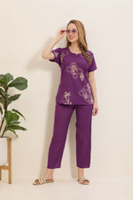 Summer Arrivals Cotton Night Suits Top & Bottom Set | Half Sleeve | Fancy Neck with Side Pocket | Soft Cotton Nightdress for Trendy Women and Teenage Girl's (TPS-H)