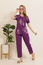 Summer Arrivals Cotton Night Suits Top & Bottom Set | Half Sleeve | Fancy Neck with Side Pocket | Soft Cotton Nightdress for Trendy Women and Teenage Girl's (TPS-H)