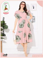 Rayon MAXI FROCK Model Nighties | Fancy Petal Sleeve | Fancy Neck & Side Pocket | Pleated Frock MAXI Style | Trendy Collection's for Stylish Women & Teenage Girl (FSF)