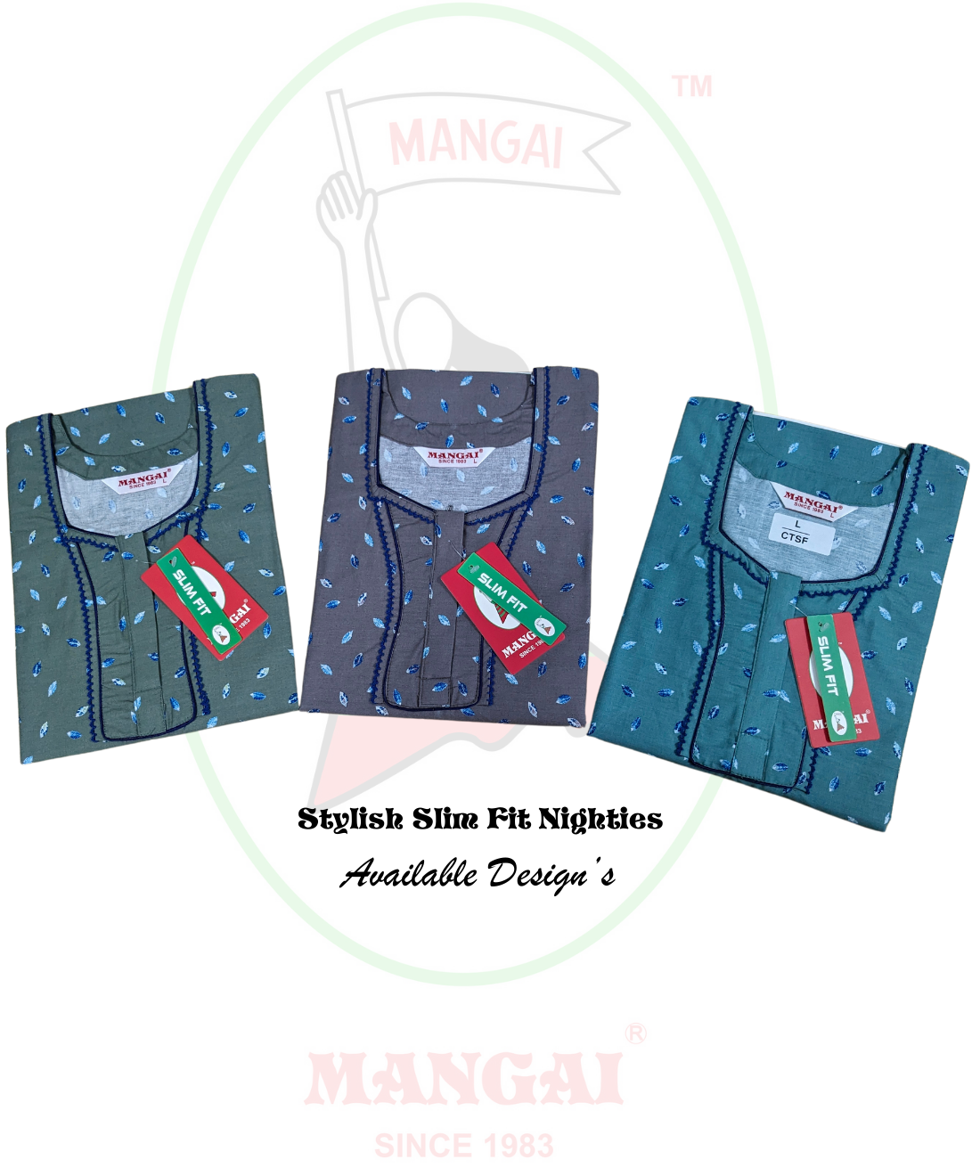 MANGAI Cotton Printed SLIM FIT Model Nighties - Fancy Neck | With Side Pocket | Trendy Collection's for Trendy Women's | Latest Collection's