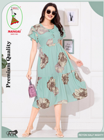 Rayon MAXI FROCK Model Nighties | Fancy Petal Sleeve | Fancy Neck & Side Pocket | Pleated Frock MAXI Style | Trendy Collection's for Stylish Women & Teenage Girl (FSF)