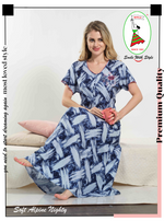 MANGAI New Alpine Embroidery Model Nighties | Full Length | Stylish Printed Model Nighties | Side Pocket | Half Sleeve | Perfect Nightwear Collection's for Trendy Women's (LDM)