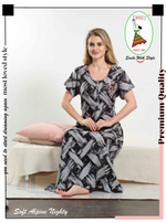 MANGAI New Alpine Embroidery Model Nighties | Full Length | Stylish Printed Model Nighties | Side Pocket | Half Sleeve | Perfect Nightwear Collection's for Trendy Women's (LDM)