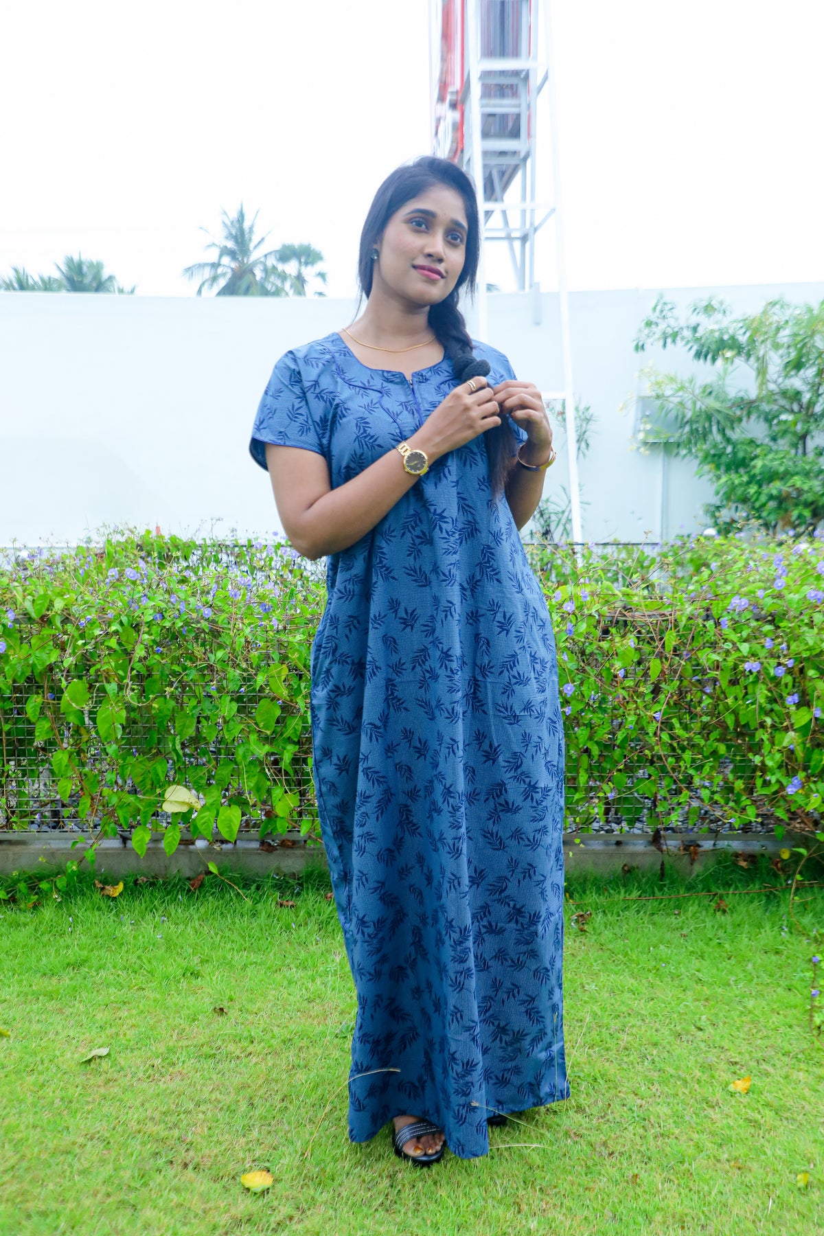 MANGAI New Regular Fit Cotton Printed Nighties - All Over Printed Stylish Nightwear for Stylish Women | Side Cut Pocket | Beautiful Nighties for Stylish Women's | Colorful Printed Cotton Nighties (MPL)
