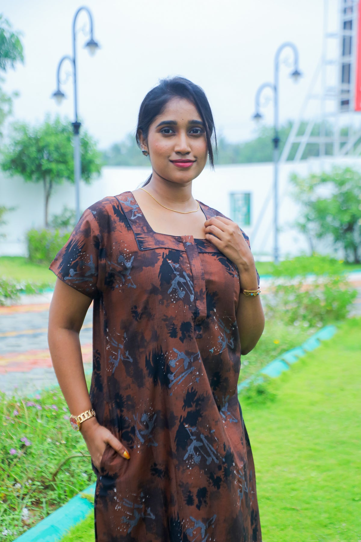 MANGAI New Regular Fit Cotton Printed Nighties - All Over Printed Stylish Nightwear for Stylish Women | Side Cut Pocket | Beautiful Nighties for Stylish Women's | Colorful Printed Cotton Nighties (MPL)