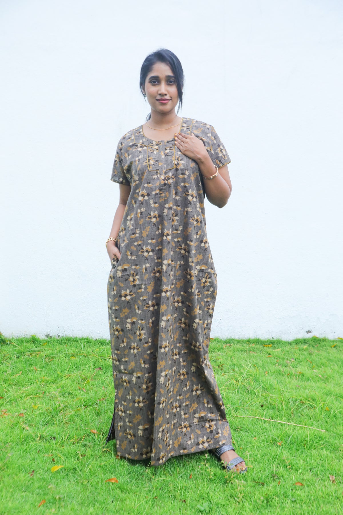 MANGAI New Regular Fit Cotton Printed Nighties - All Over Printed Stylish Nightwear for Stylish Women | Side Cut Pocket | Beautiful Nighties for Stylish Women's | Colorful Printed Cotton Nighties (MPL)