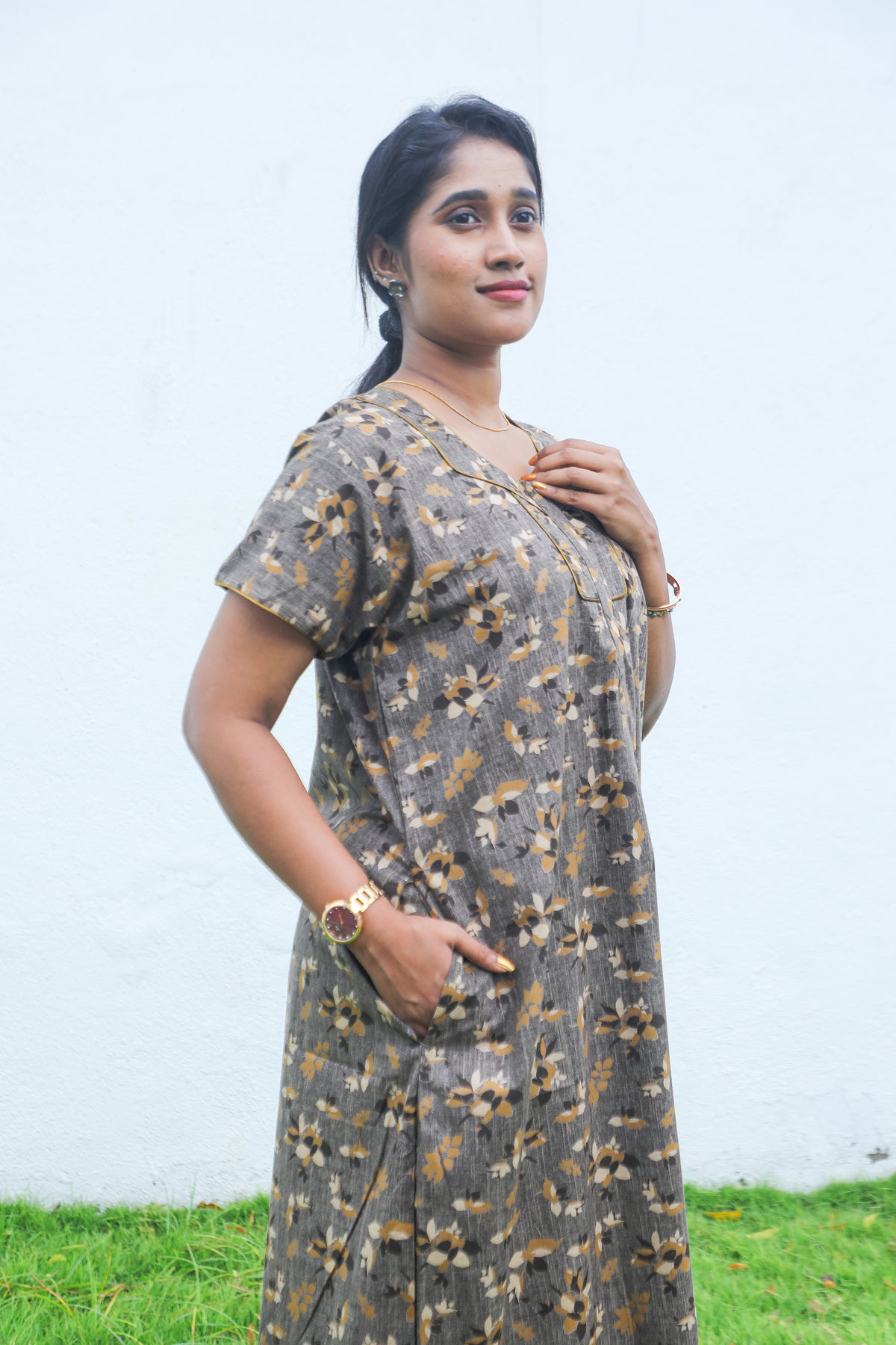 MANGAI New Regular Fit Cotton Printed Nighties - All Over Printed Stylish Nightwear for Stylish Women | Side Cut Pocket | Beautiful Nighties for Stylish Women's | Colorful Printed Cotton Nighties (MPL)
