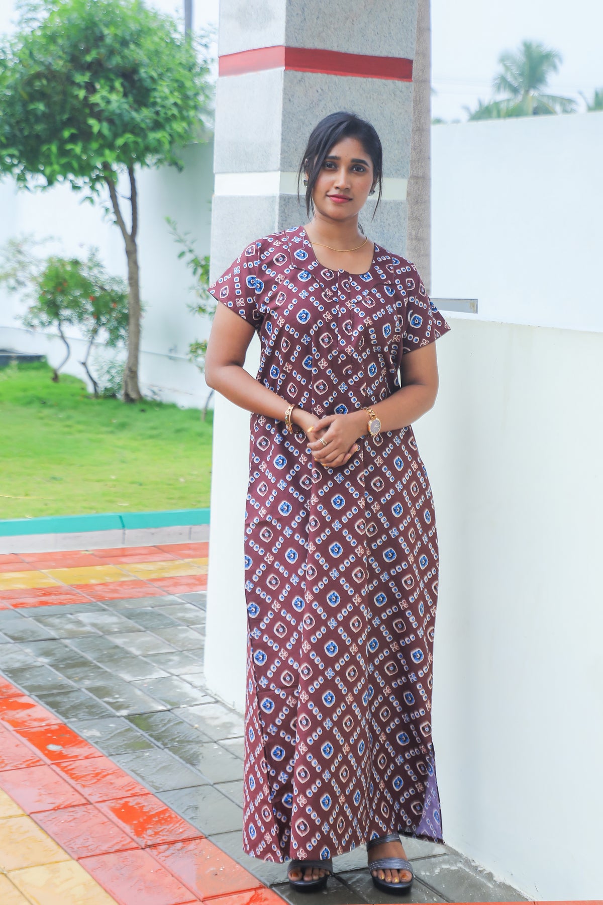 MANGAI New Regular Fit Cotton Printed Nighties - All Over Printed Stylish Nightwear for Stylish Women | Side Cut Pocket | Beautiful Nighties for Stylish Women's | Colorful Printed Cotton Nighties (CTCC)