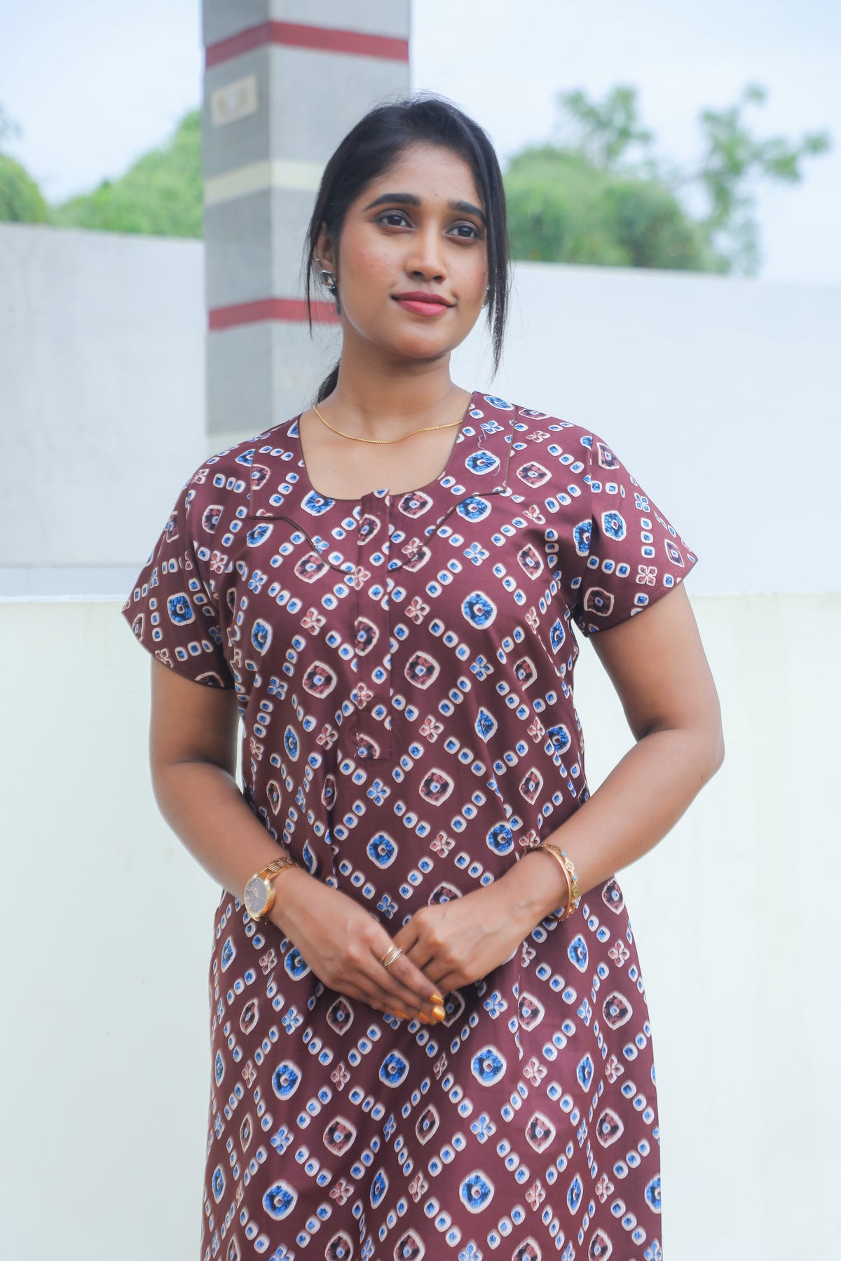 MANGAI New Regular Fit Cotton Printed Nighties - All Over Printed Stylish Nightwear for Stylish Women | Side Cut Pocket | Beautiful Nighties for Stylish Women's | Colorful Printed Cotton Nighties (CTCC)