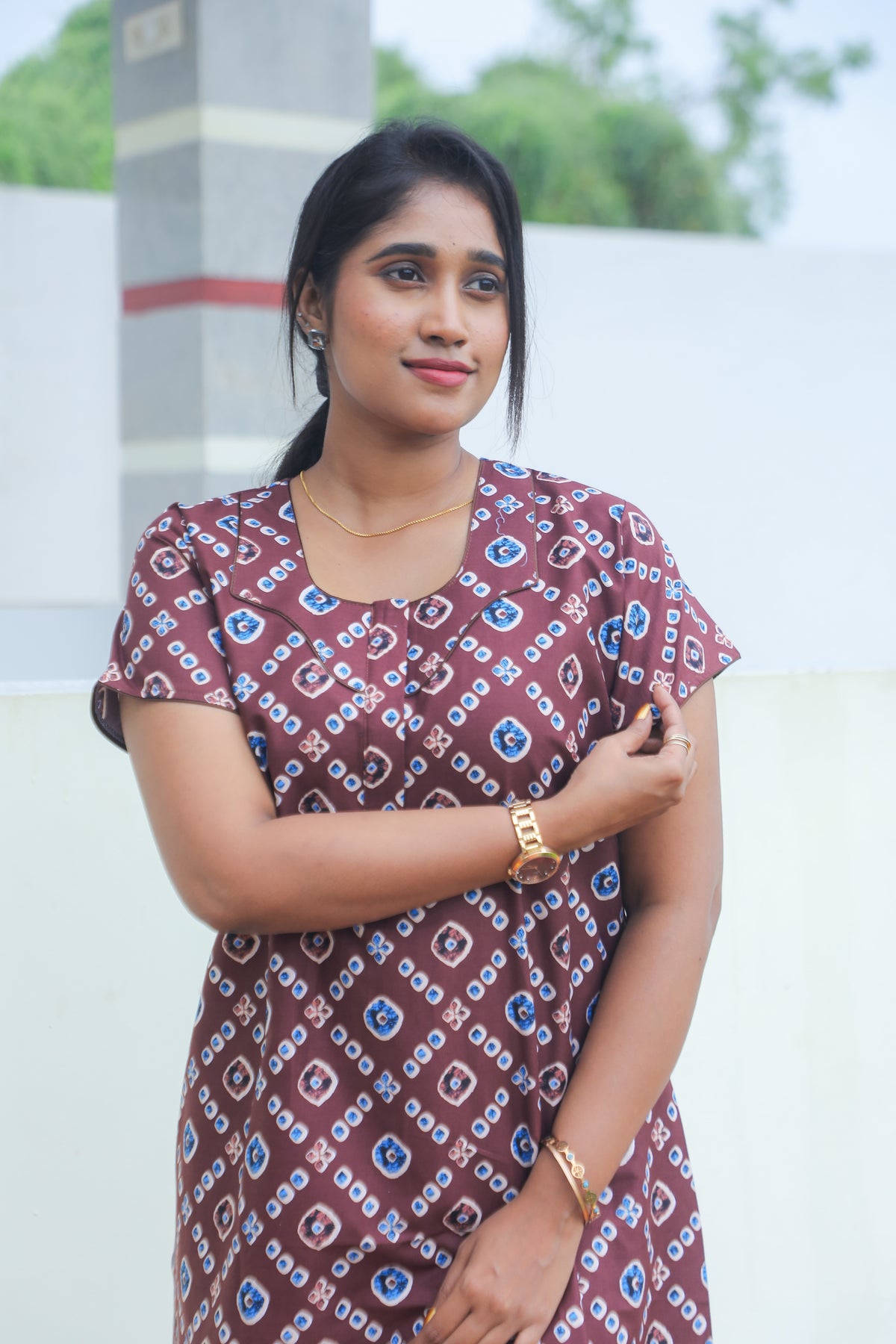 MANGAI New Regular Fit Cotton Printed Nighties - All Over Printed Stylish Nightwear for Stylish Women | Side Cut Pocket | Beautiful Nighties for Stylish Women's | Colorful Printed Cotton Nighties (CTCC)