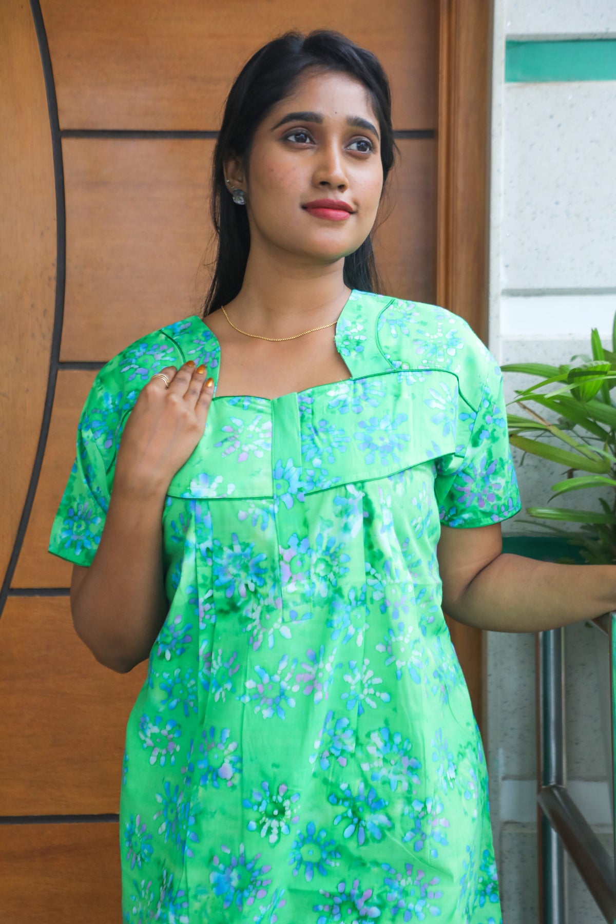 MANGAI New Regular Fit Cotton Nighties - Colorful Pathetic Printed Stylish Nightwear for Stylish Women | Side Cut Pocket | Beautiful Nighties for Stylish Women's | Colorful Printed Cotton Nighties (MPL)