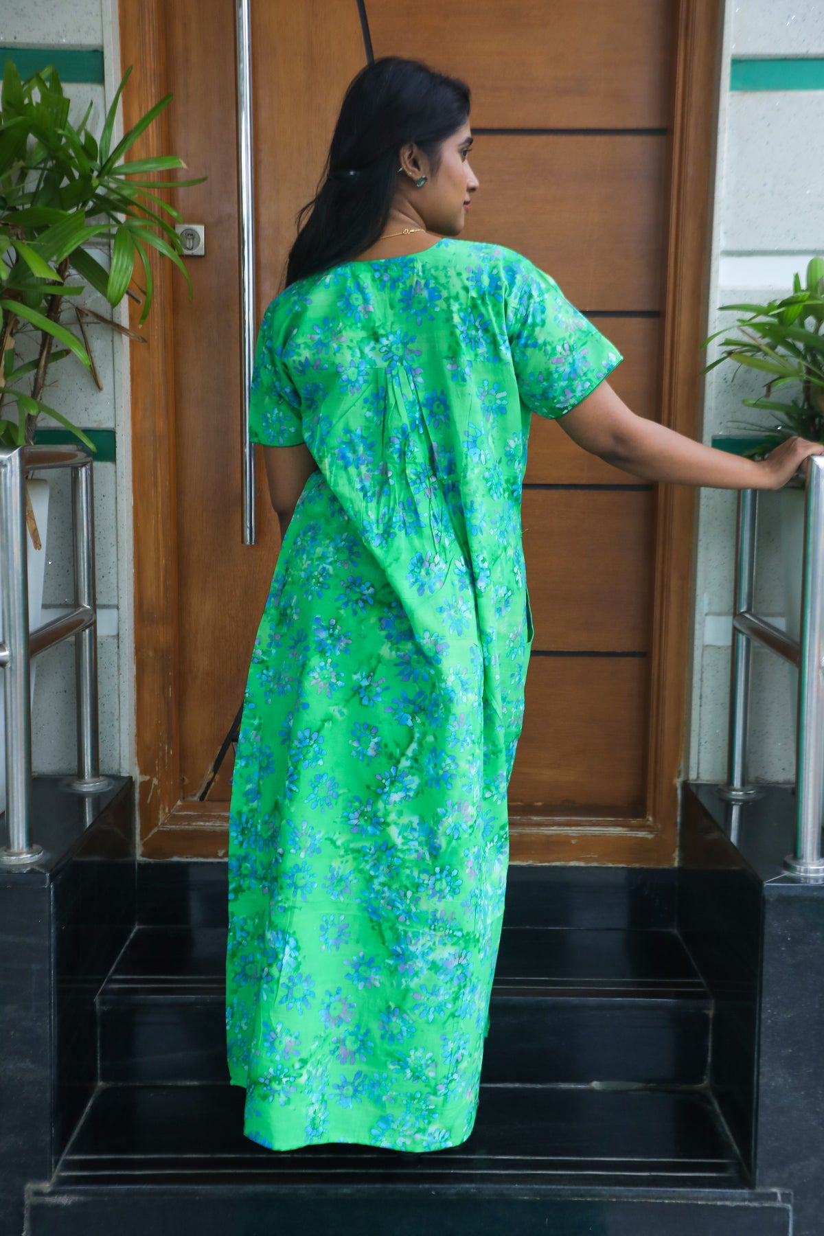 MANGAI New Regular Fit Cotton Nighties - Colorful Pathetic Printed Stylish Nightwear for Stylish Women | Side Cut Pocket | Beautiful Nighties for Stylish Women's | Colorful Printed Cotton Nighties (MPL)