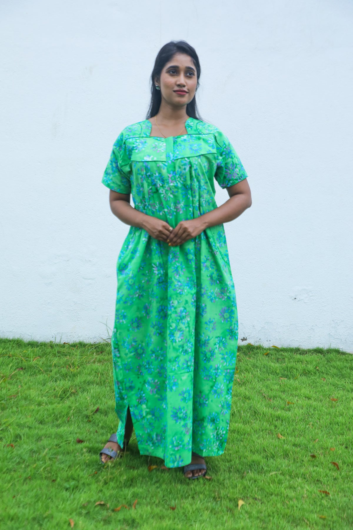 MANGAI New Regular Fit Cotton Nighties - Colorful Pathetic Printed Stylish Nightwear for Stylish Women | Side Cut Pocket | Beautiful Nighties for Stylish Women's | Colorful Printed Cotton Nighties (MPL)