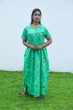 MANGAI New Regular Fit Cotton Nighties - Colorful Pathetic Printed Stylish Nightwear for Stylish Women | Side Cut Pocket | Beautiful Nighties for Stylish Women's | Colorful Printed Cotton Nighties (MPL)