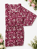 MANGAI Premium Cotton Printed Pleated Model Half Sleeve 3XL Size Nighties With Fancy Neck | With Side Pocket (3PZ)