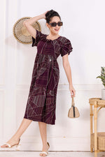 Rayon MAXI FROCK Model Nighties | Fancy Petal Sleeve | Fancy Neck & Side Pocket | Pleated Frock MAXI Style | Trendy Collection's for Stylish Women & Teenage Girl (FSF)