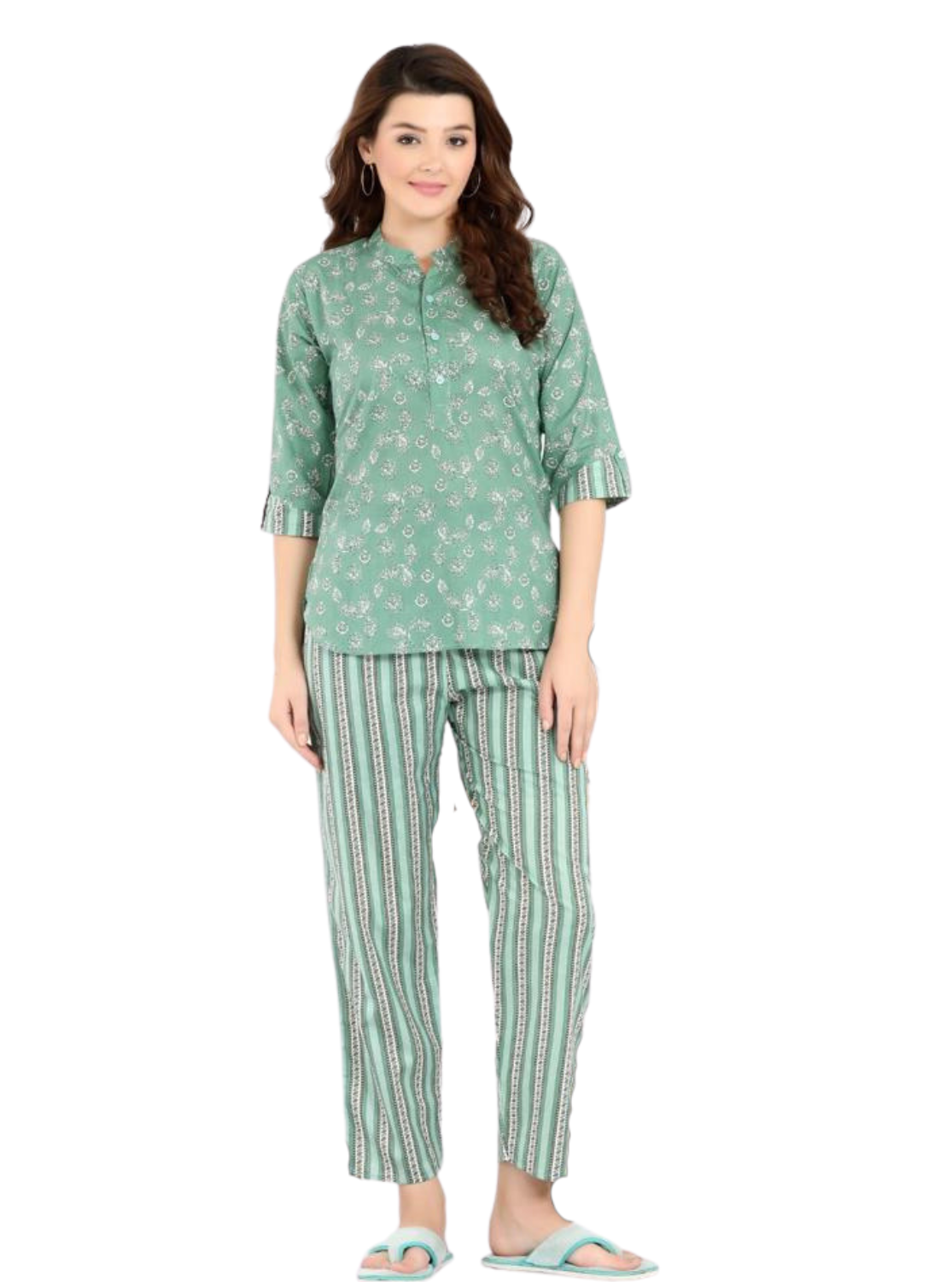 New Arrivals Only Mine Cambric Night Suits- Stylish Printed Top & Bottom Set for Trendy Women's