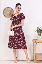 Rayon MAXI FROCK Model Nighties | Fancy Petal Sleeve | Fancy Neck & Side Pocket | Pleated Frock MAXI Style | Trendy Collection's for Stylish Women & Teenage Girl (FSF)