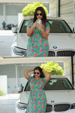 New Katha Printed Stylish Feeding Maxi with Soft Cotton Fabric, V-Cut Neck & Back Tie-Up Rope MAXI Feeding Frock (KFM)
