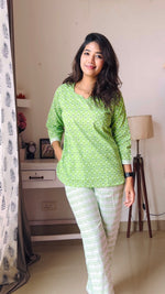 MANGAI Premium Cotton Printed Cambric Night Suits | Stylish Print's All Over | Top & Bottom Set | 3/4 Sleeve | Trendy Night Suits for Stylish Women's (CMNS)