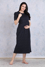 New HOSIERY Cotton Zipless Feeding Wear | Puff Sleeve with Round Neck | Flap Open Zipless Feeding wear for Pregnancy Women (MHG)