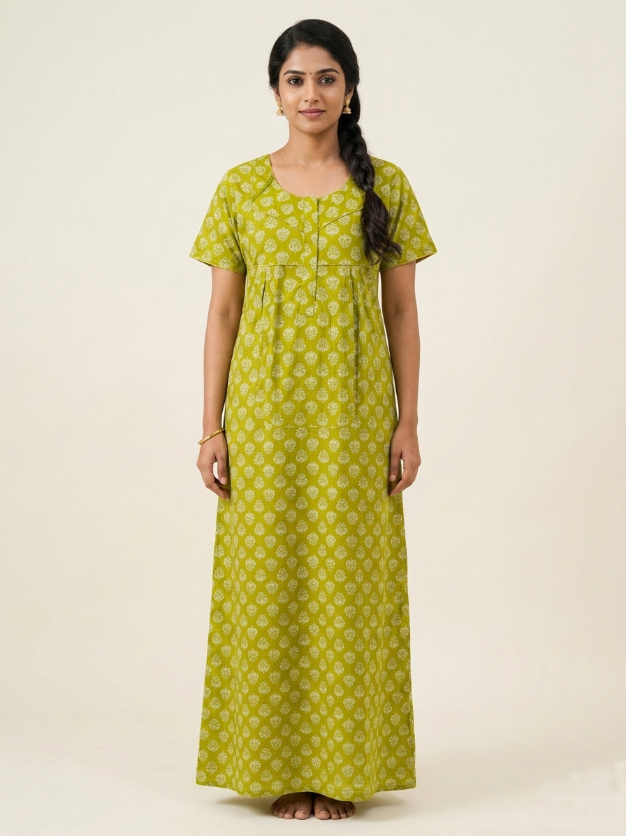 MANGAI Premium Cotton Printed Pleated Model Half Sleeve 4XL Size Nighties (4PZ)