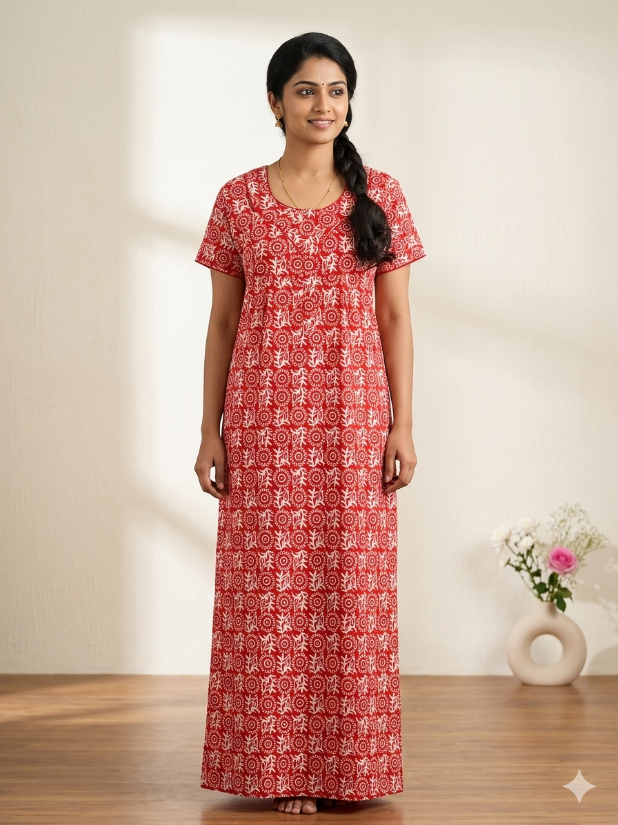 MANGAI Premium Cotton Printed Pleated Model 3XL Size Trendy Collection's Stylish Nighties(3PZ)