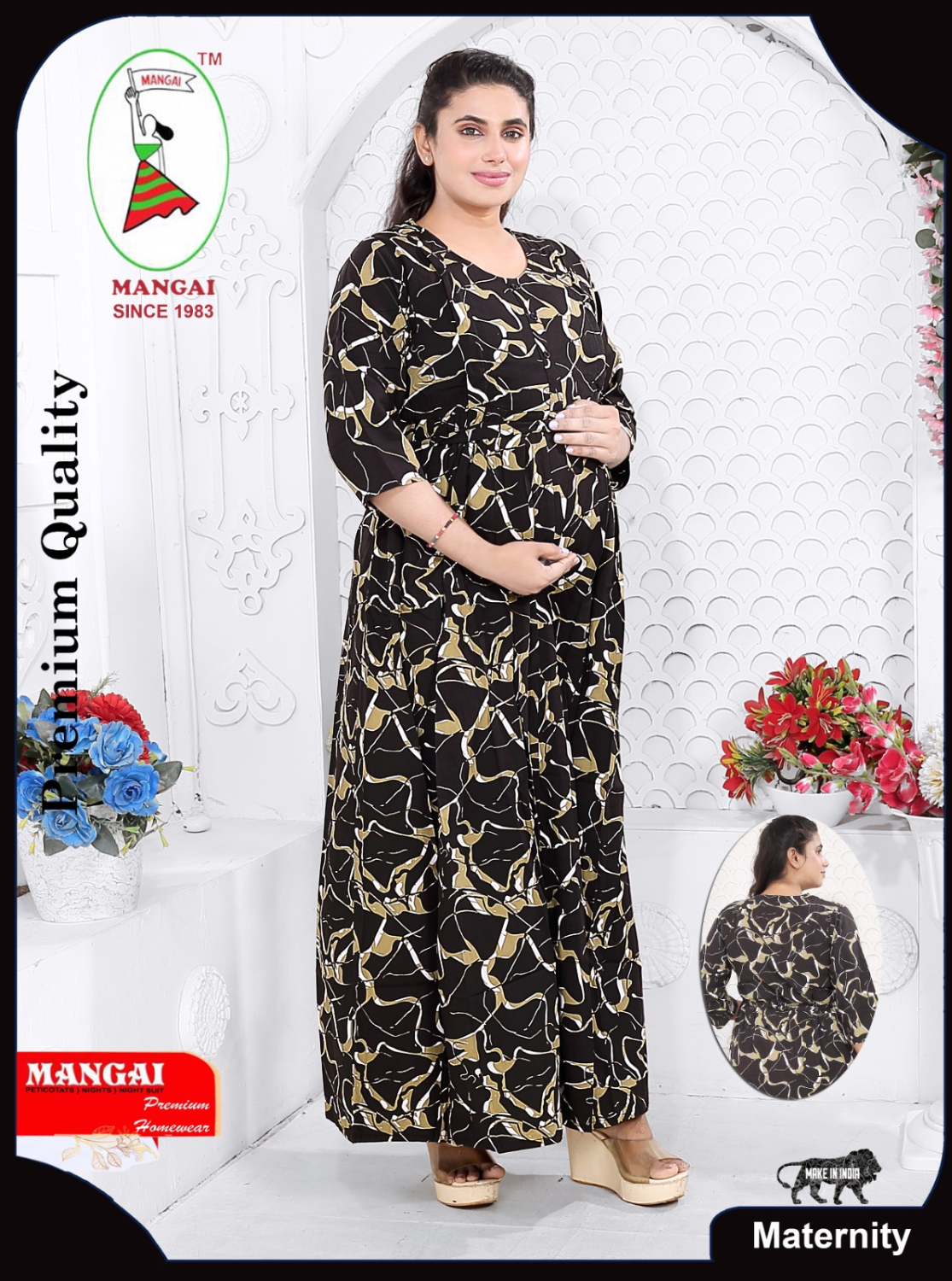 Soft Rayon4-IN-ONE Mom's Feeding & Casual Wear| Pre & Post Maternity Wear | Fancy Long Frock | Best Choice for Pregnancy Women (FIO-F)